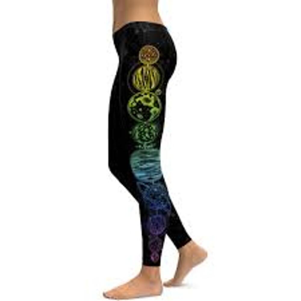 GearBunch Women Solar System Leggings Celestial Planets Outer Space Large
